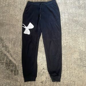 Men’s Under Armour ColdGear black tapered sweatpants w/drawstring waist Sz Large